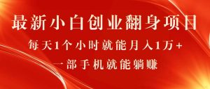 最新小白创业翻身项目，每天1个小时就能月入1万+，0门槛，一部手机就能…-KJ分享