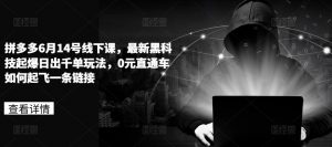拼多多6月14号线下课，最新黑科技起爆日出千单玩法，0元直通车如何起飞一条链接-KJ分享