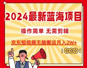 2024最新蓝海项目，无需剪辑，京东图文短视频无脑搬运月入2W+-KJ分享