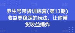 养生号带货训练营(第13期)收益更稳定的玩法,让你带货收益爆炸-KJ分享