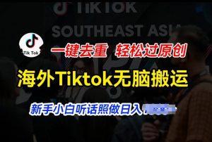 海外Tiktok短视频无脑搬运，一键去重轻松过原创，新手小白听话照做日入几张-KJ分享