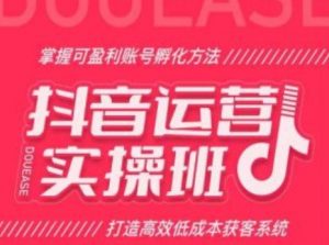 抖音运营实操班，掌握可盈利账号孵化方法，打造高效低成本获客系统-KJ分享