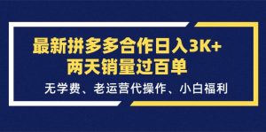 最新拼多多合作日入3K+两天销量过百单,无学费、老运营代操作、小白福利-KJ分享