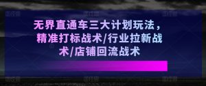无界直通车三大计划玩法,精准打标战术/行业拉新战术/店铺回流战术-KJ分享