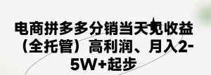 最新拼多多优质项目小白福利,两天销量过百单,不收费、老运营代操作-KJ分享
