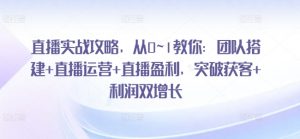 直播实战攻略,从0~1教你:团队搭建+直播运营+直播盈利,突破获客+利润双增长-KJ分享