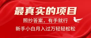 最真实的项目,照抄答案,有手就行,新手小白月入过万轻轻松松-KJ分享