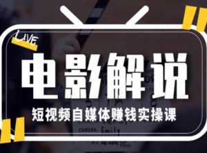 电影解说短视频自媒体赚钱实操课，教你做电影解说短视频，月赚1万-KJ分享