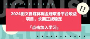 2024图文自媒体掘金赚取各平台收益项目,长期正规稳定-KJ分享