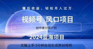 2024蓝海项目,3分钟自动生成视频,月入过万-KJ分享