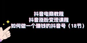 抖音电商教程：抖音涨粉变现课程：如何做一个赚钱的抖音号（18节）-KJ分享