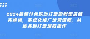 2024最新付免联动打造盈利型店铺实操课,系统化推广运营课程,从选品到打造爆款操作-KJ分享
