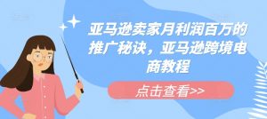 亚马逊卖家月利润百万的推广秘诀，亚马逊跨境电商教程-KJ分享