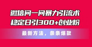 微信问一问暴力引流术，稳定日引300+创业粉，最新方法，条条爆款-KJ分享