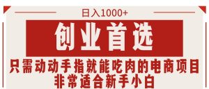 只需动动手指就能吃肉的电商项目，日入1000+，创业首选，非常适合新手小白-KJ分享