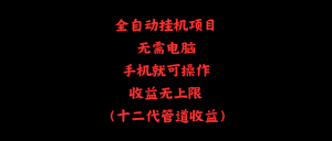 全自动挂机项目，无需电脑，手机就可操作，收益无上限-KJ分享