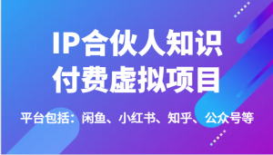 IP合伙人知识付费虚拟项目,包括:闲鱼、小红书、知乎、公众号等(51节)-KJ分享