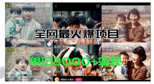 全网爆火的AI让老照片动起来教程，蹭热点日赚3k+，内含免费工具一键可生成-KJ分享