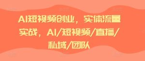 AI短视频创业,实体流量实战,AI/短视频/直播/私域/团队-KJ分享