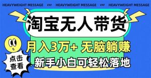 淘宝无人带货3.0高收益玩法，月入3万+，无脑躺赚，新手小白可落地实操-KJ分享