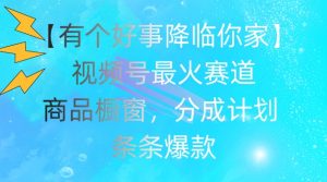 【有个好事降临你家】视频号爆火赛道,商品橱窗,分成计划,条条爆款-KJ分享
