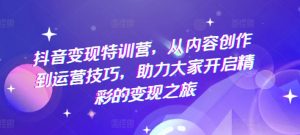 抖音变现特训营,从内容创作到运营技巧,助力大家开启精彩的变现之旅-KJ分享