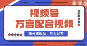 利用方言配音视频，赚视频号分成计划收益，操作简单，还有千粉号额外变现，每月多赚几千块钱-KJ分享