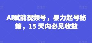 AI赋能视频号,暴力起号秘籍,15 天内必见收益-KJ分享