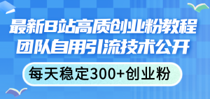 最新B站高质创业粉教程,团队自用引流技术公开,每天稳定300+创业粉-KJ分享