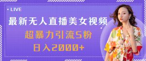 最新无人直播美女视频，超暴力引流S粉日入2000+-KJ分享