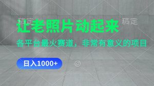 让老照片动起来,一天变现1000+,各平台最火赛道,看完就会-KJ分享