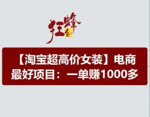 淘宝超高价女装项目，电商最好赛道，一单赚1000多-KJ分享