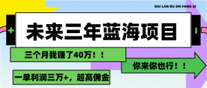 未来三年，蓝海赛道，月入3万+-KJ分享