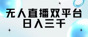 无人直播双平台，日入三千-KJ分享