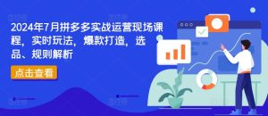 2024年7月拼多多实战运营现场课程，实时玩法，爆款打造，选品、规则解析-KJ分享