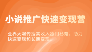 小说推广快速变现营-业界大咖传授高收入独门秘籍，助力快速变现和长期变现。-KJ分享