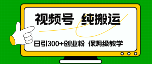 视频号纯搬运日引流300+创业粉，日入4000+-KJ分享