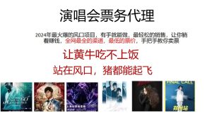演唱会全网最低票务代理，小白一分钟上手，手把手教你卖票，日入2000+…-KJ分享