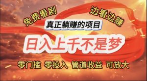 免费看剧,边看边赚,日入上千不是梦,一个真正的躺赚项目-KJ分享