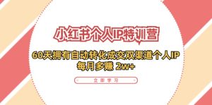 小红书个人IP陪跑营：两个月打造自动转化成交的多渠道个人IP，每月收入2w+（30节）-KJ分享