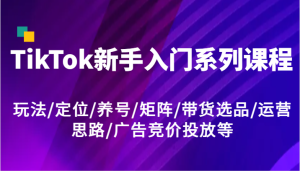 TikTok新手入门系列课程,玩法/定位/养号/矩阵/带货选品/运营思路/广告竞价投放等-KJ分享