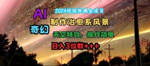 2024短视频掘金项目，AI制作治愈系风景，奇幻天空特效，操作简单，日入3位数-KJ分享