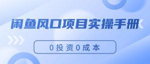闲鱼风口项目实操手册，0投资0成本，让你做到，月入过万，新手可做-KJ分享