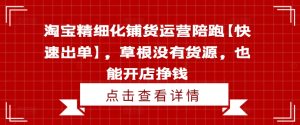 淘宝精细化铺货运营陪跑【快速出单】,草根没有货源,也能开店挣钱-KJ分享