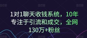 1对1聊天收钱系统,10年专注于引流和成交,全网130万+粉丝-KJ分享