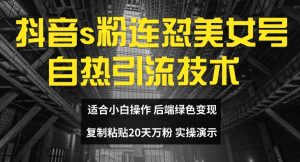 抖音s粉连怼美女号自热引流技术复制粘贴，20天万粉账号，无需实名制，矩阵操作-KJ分享