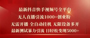 最新抖音快手视频号全平台无人直播引流1000+精准创业粉,日轻松变现5k+【揭秘】-KJ分享