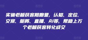实体老板获客陪跑营,认知、定位、文案、矩阵、直播、AI等,帮助上万个老板获客转化成交-KJ分享