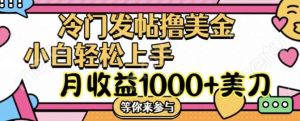 冷门发帖撸美金项目，月收益1000+美金，简单无脑，干就完了【揭秘】-KJ分享