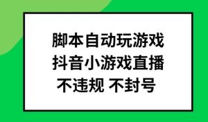 脚本自动玩游戏,抖音小游戏直播,不违规不封号可批量做【揭秘】-KJ分享